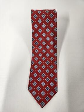 Robert Jensen Had Sewn Finest Silk Men's Tie, Italy Made In Red & Blue Geometric